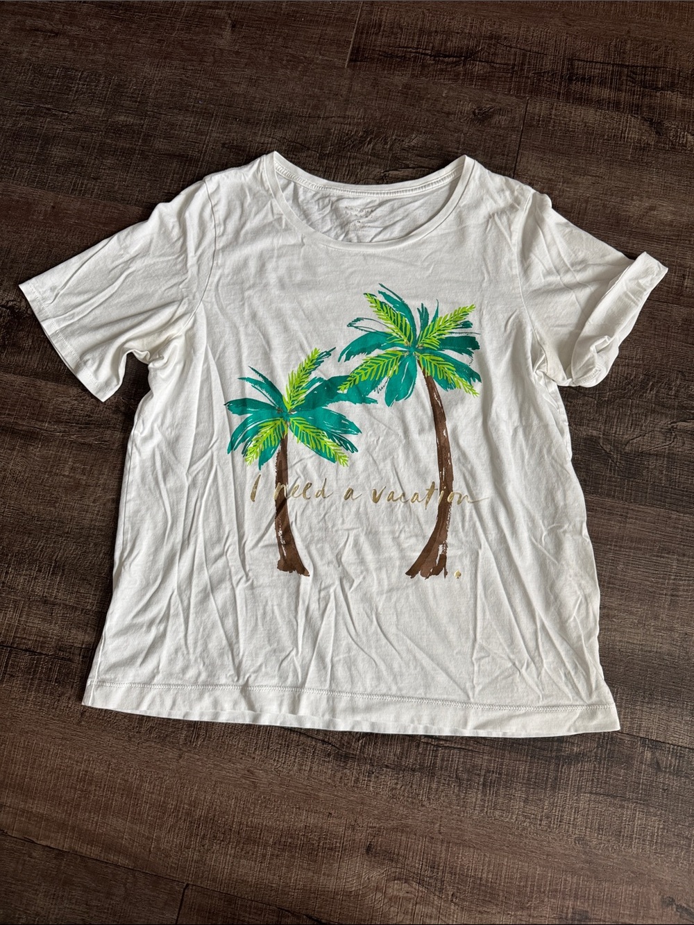 kate spade x broome street White Tee with Teal & Lime Palm Print